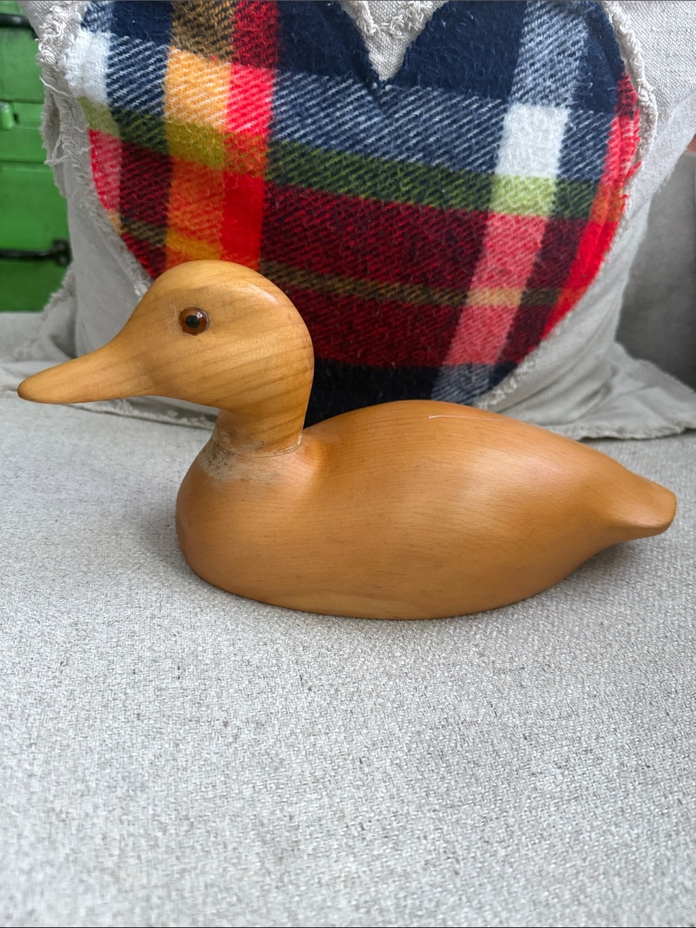 Folk Smooth Natural Brown Wooden Duck Figurine
